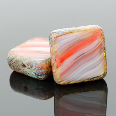 Square (11mm) Orange Purple White Mix Opaque with Picasso