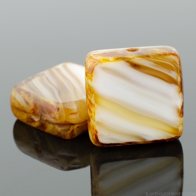 Square (11mm) Amber Mustard White Mix Opaque Transparent with Picasso-osx