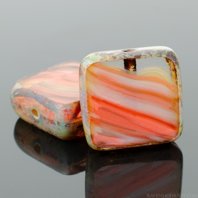 Square (11mm) Orange Crystal Grey Mix Opaque Transparent with Picasso-osx