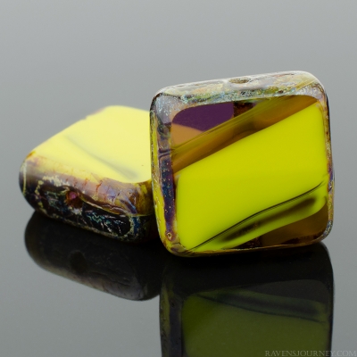 Square (11mm) Gaspeite Purple Mix Opaque Transparent with Picasso-osx