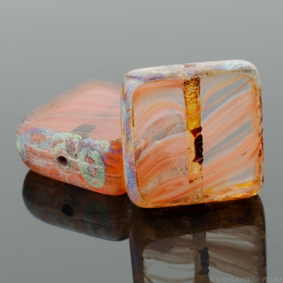 Square (11mm) Crystal Red Mix Opaque Transparent with Picasso