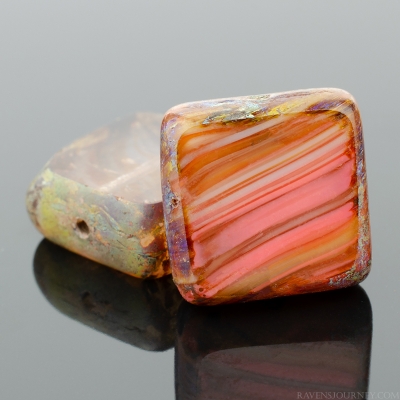 Square (11mm) Purple Orange White Mix Opaque Transparent with Picasso-osx