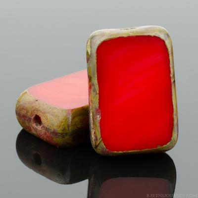 Rectangle (12x8mm) Red Opaque with Picasso-osx