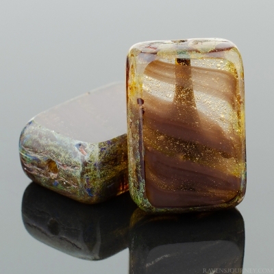 Rectangle (12x8mm) Dark Brown Crystal Mix Opaque Transparent with Picasso-osx