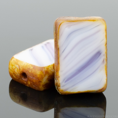 Rectangle (12x8mm) White, Montana Blue and Purple Mix Opaque with Picasso-osx