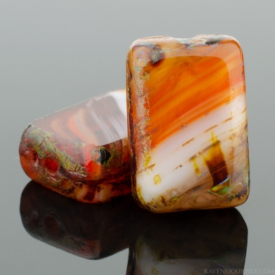 Rectangle (12x8mm) Orange Purple White Mix Transparent Opaque with Picasso-osx