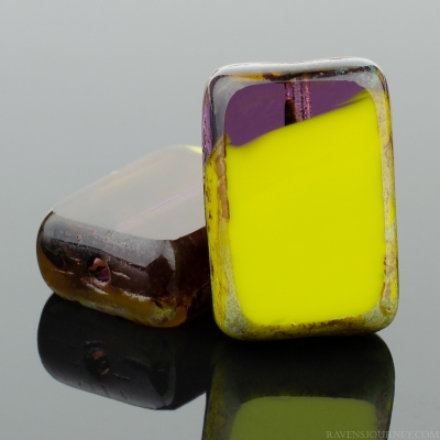 Rectangle (12x8mm) Gaspeite Purple Opaque Transparent with Picasso-osx