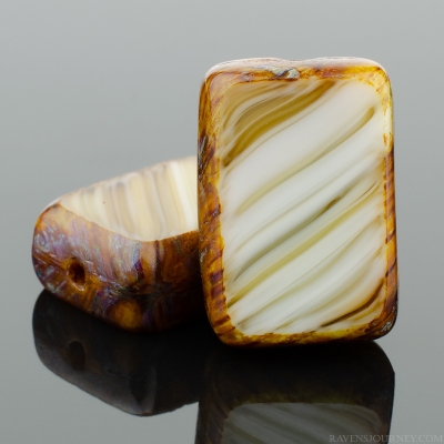 Rectangle (12x8mm) Caramel White Brown Mix Opaque Transparent with Picasso-osx