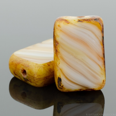 Rectangle (12x8mm) Brown and Ivory Mix Opaque with Picasso-osx