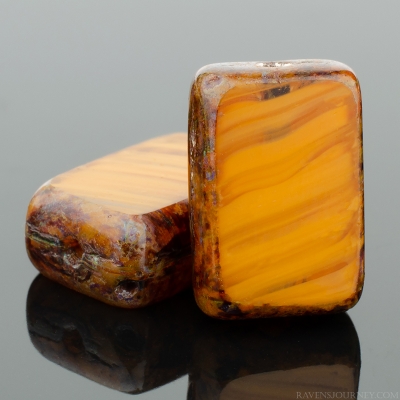 Rectangle (12x8mm) Orange Crystal Mix Opaque Transparent with Picasso-osx