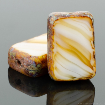 Rectangle (12x8mm) White Caramel Mix Opaque Transparent with Picasso-osx