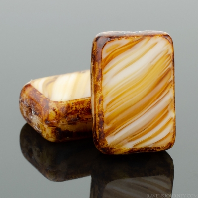 Rectangle (12x8mm) Dark Caramel White Mix Opaque Transparent with Picasso-osx