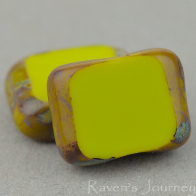 Rectangle with Alternate Hole (11x9mm) Gaspeite Opaque with Picasso