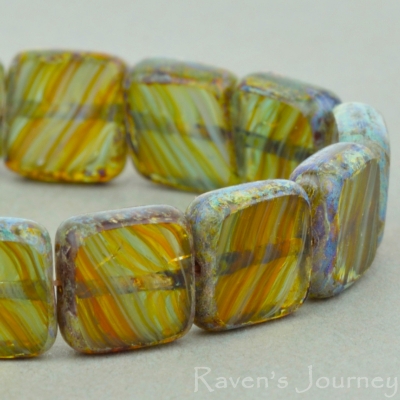 Square (9mm) Amber Aqua Mix Transparent with Picasso-osx