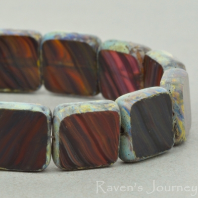 Square (9mm) Dark Purple Red Mix Opaque Transparent with Picasso-osx