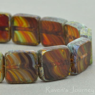 Square (9mm) Red Yellow Emerald Mix Transparent with Picasso-osx