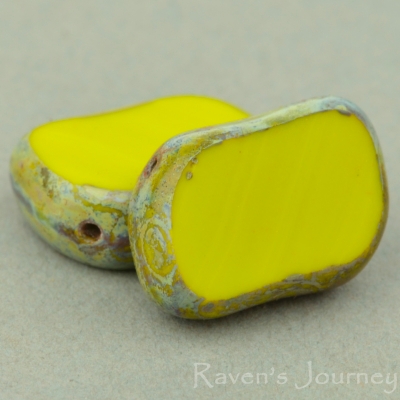 Diagonal Hole Rectangle (14x10mm) Gaspeite Opaque with Picasso-osx