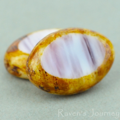 Oval (17x12mm) White Amethyst Mix Opaque with Picasso-osx