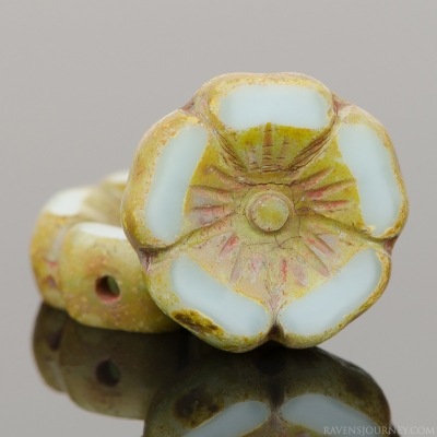 Hibiscus Flower (12mm) Light Blue Silk with Picasso Finish