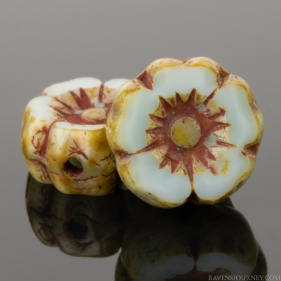 Hibiscus Flower (7mm) Sky Blue Silk with Picasso Finish