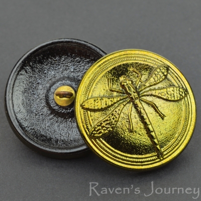 (30mm) Round Dragonfly Green Luster