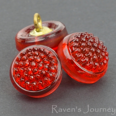 (12mm) Round Berry Button Cranberry Orange Transparent