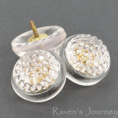 (12mm) Round Berry Button Pink Transparent