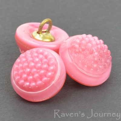 (12mm) Round Berry Button Pink Silk