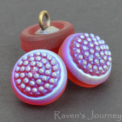 (12mm) Round Berry Button Cranberry Orange Matte with AB Finish