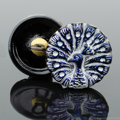 (18mm) Round Peacock Royal Blue Luster (I) with Silver Wash