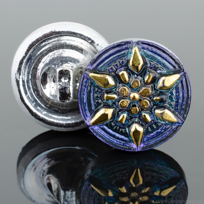 (13mm) Round Star Tanzanite Purple with Gold Paint