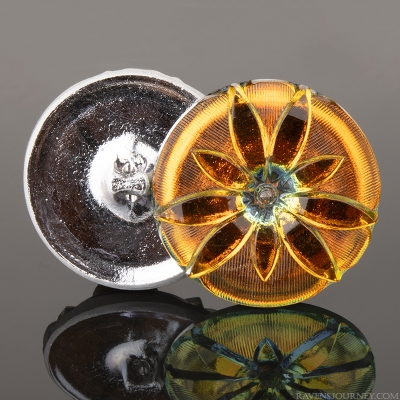(36mm) Round Star Flower Golden Orange Iridescent Finish