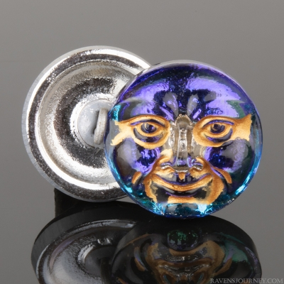 (17mm) Moon Face Tanzanite Purple Blue with Gold Wash