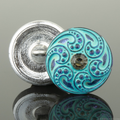 (18mm) Round Jewel Spiral Electric Blue Purple Finish with Aqua Wash
