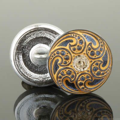 (18mm) Round Jewel Spiral Sapphire Blue Finish with Gold Wash