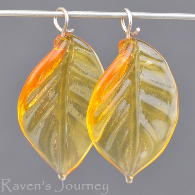 Lampwork Leaf (18mm) Amber Yellow