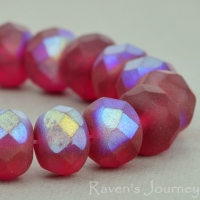 Rondelle (9x6mm) Fuchsia Transparent Matte with AB
