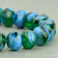 Rondelle (9x6mm) Blue Green Mix Opaque Transparent