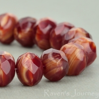 Rondelle (9x6mm) Red Ivory Mix Opaque Transparent