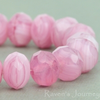Rondelle (9x6mm) Pink White Mix Opaque