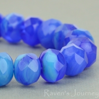 Rondelle (9x6mm) Aqua Cobalt Turquoise Mix Opaque