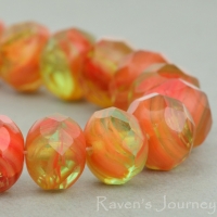 Rondelle (9x6mm) Orange Olivine Mix Opaque Transparent