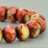 Rondelle (9x6mm) Rust Ivory Mix Opaque with Picasso