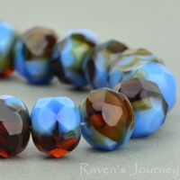 Rondelle (9x6mm) Blue Amber Mix Opaque