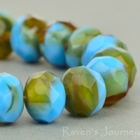 Rondelle (9x6mm) Turquoise Amber Opaque Transparent