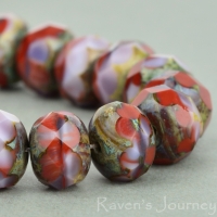 Rondelle (9x6mm) Rust Purple Mix Silk Opaline with Picasso