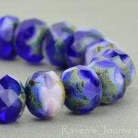 Rondelle (9x6mm) Cobalt Purple Mix Silk Transparent with Picasso