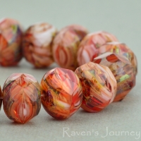 Rondelle (9x6mm) Red White Crystal Mix Opaque Transparent with Picasso