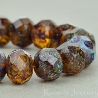 Rondelle (9x6mm) Brown Mix Opaque Transparent with Picasso Fullcoat