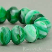 Rondelle (9x6mm) Green Emerald White Mix Opaque Transparent-osx